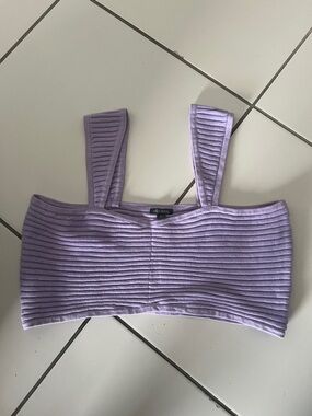 wild fable Ribbed Lavender Square-Neck Crop Top